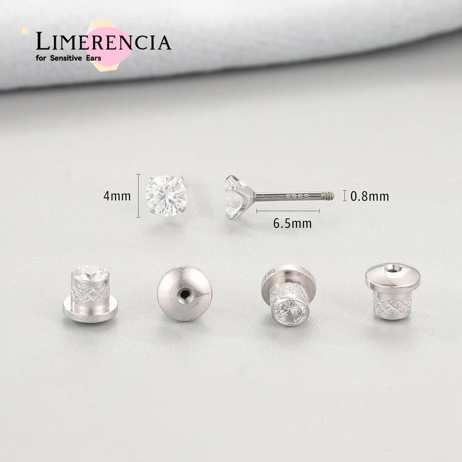 Limerencia Moissanite Stud Earrings, F136 Titanium Screw Back Earrings, D Color VVS1 Clarity Lab-created Moissanite Earrings, Hypoallergenic G23 Pure Titanium for Women Men Sensitive Ears