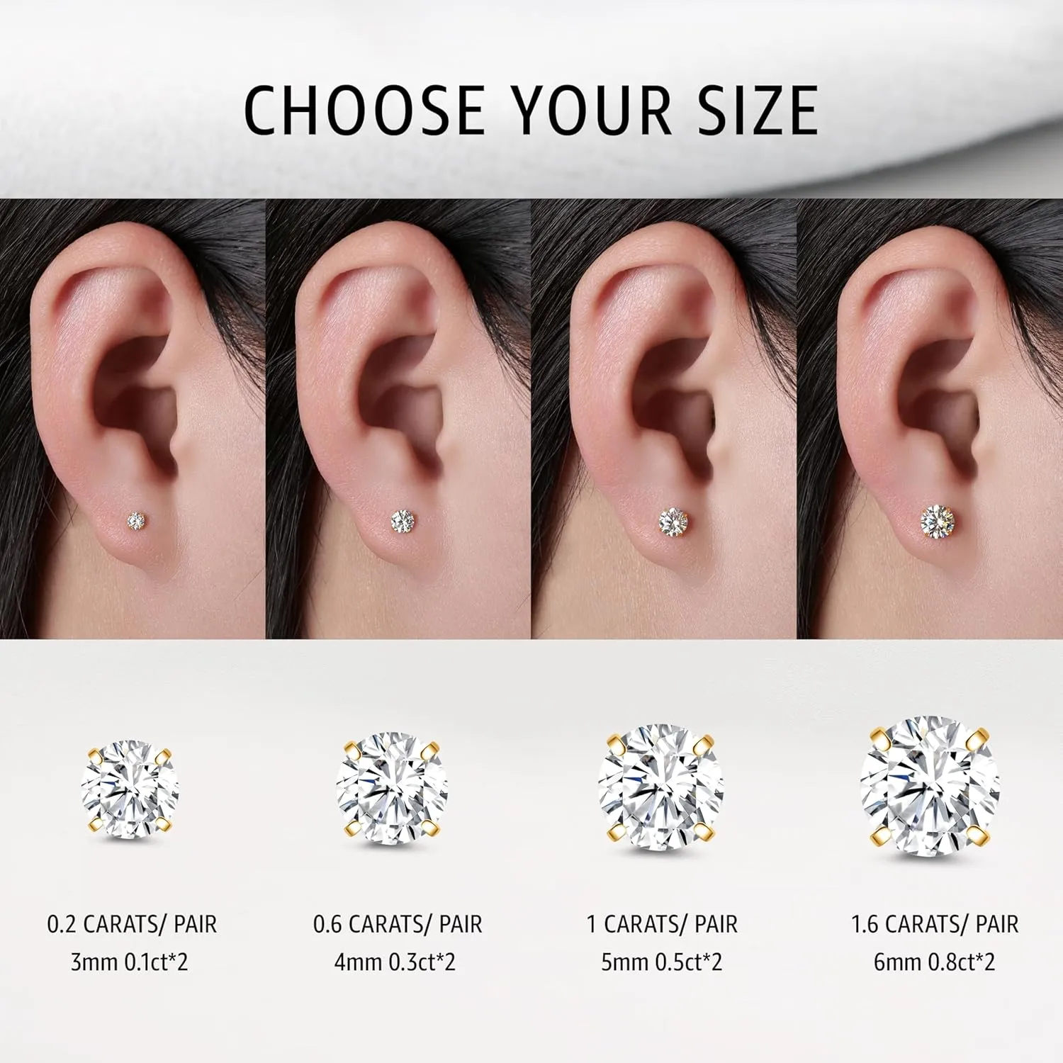 Limerencia Moissanite Stud Earrings, F136 Titanium Screw Back Earrings, D Color VVS1 Clarity Lab-created Moissanite Earrings, Hypoallergenic G23 Pure Titanium for Women Men Sensitive Ears