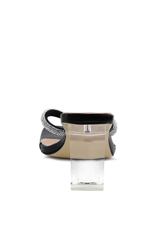 LITCHI Crystal Lined Thong Block Heeled Sandal