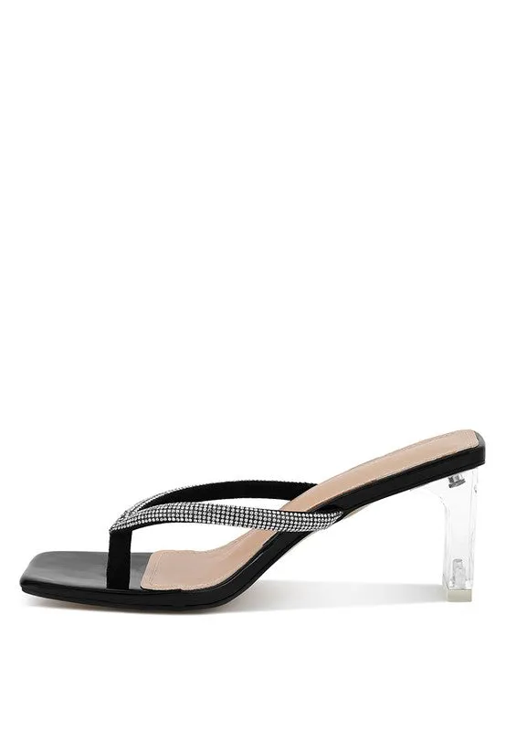LITCHI Crystal Lined Thong Block Heeled Sandal