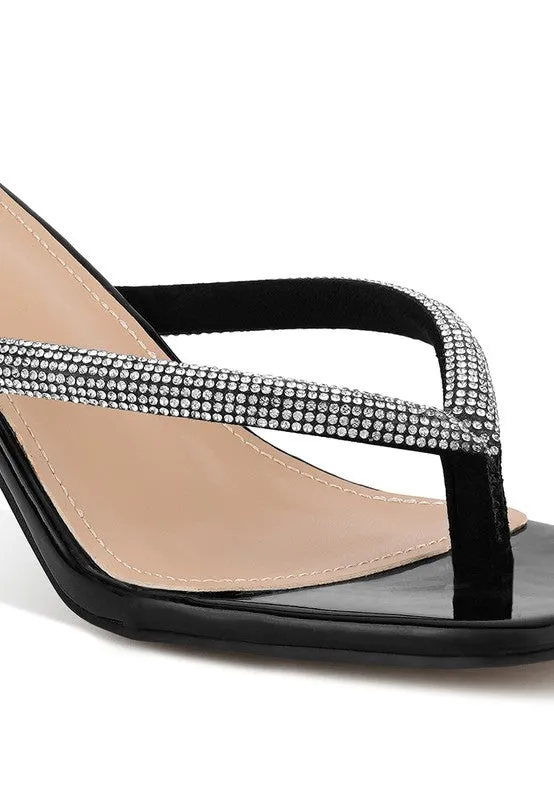 LITCHI Crystal Lined Thong Block Heeled Sandal