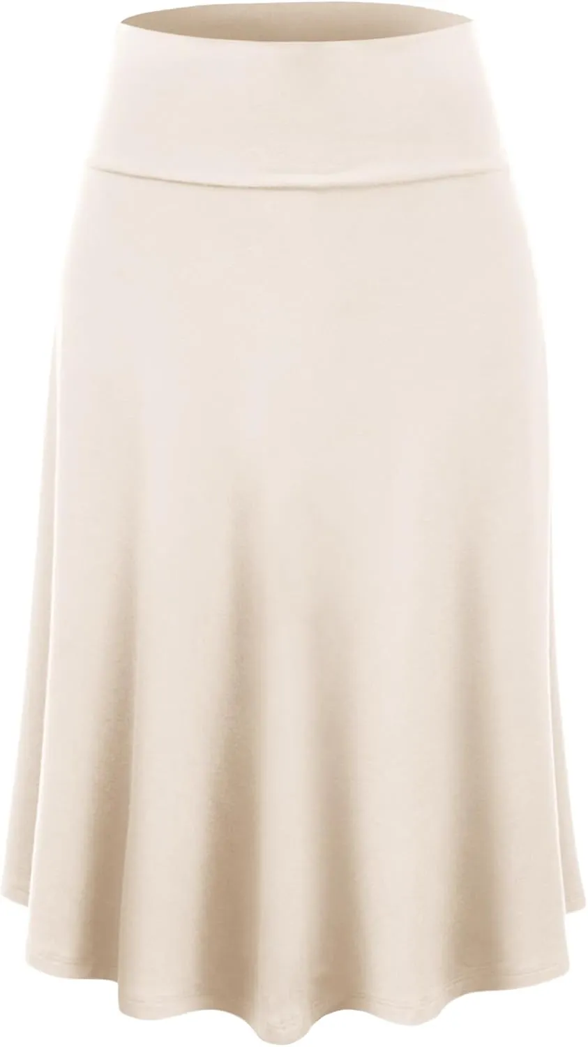 Lock and Love Women's Solid Ombre Lightweight Flare Midi Pull On Closure Skirt S-XXXL Plus Size