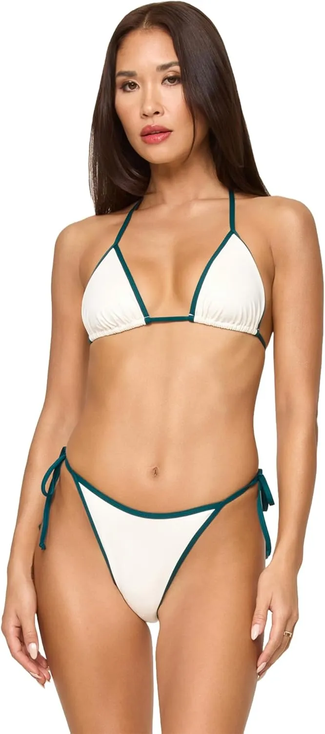 L*Space Aspen Bikini Top for Women, Minimal Support and Coverage, Pop-Seam Color Blocking, Fully Adjustable Ties