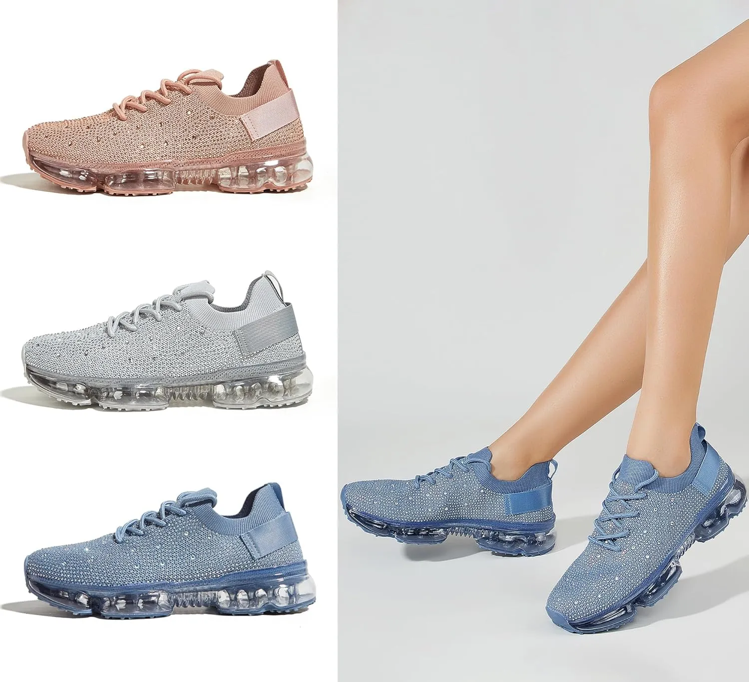 LUCKY STEP Women Air Cushion Fashion Sneakers Breathable Casual Comfortable Lightweight Walking Shoes