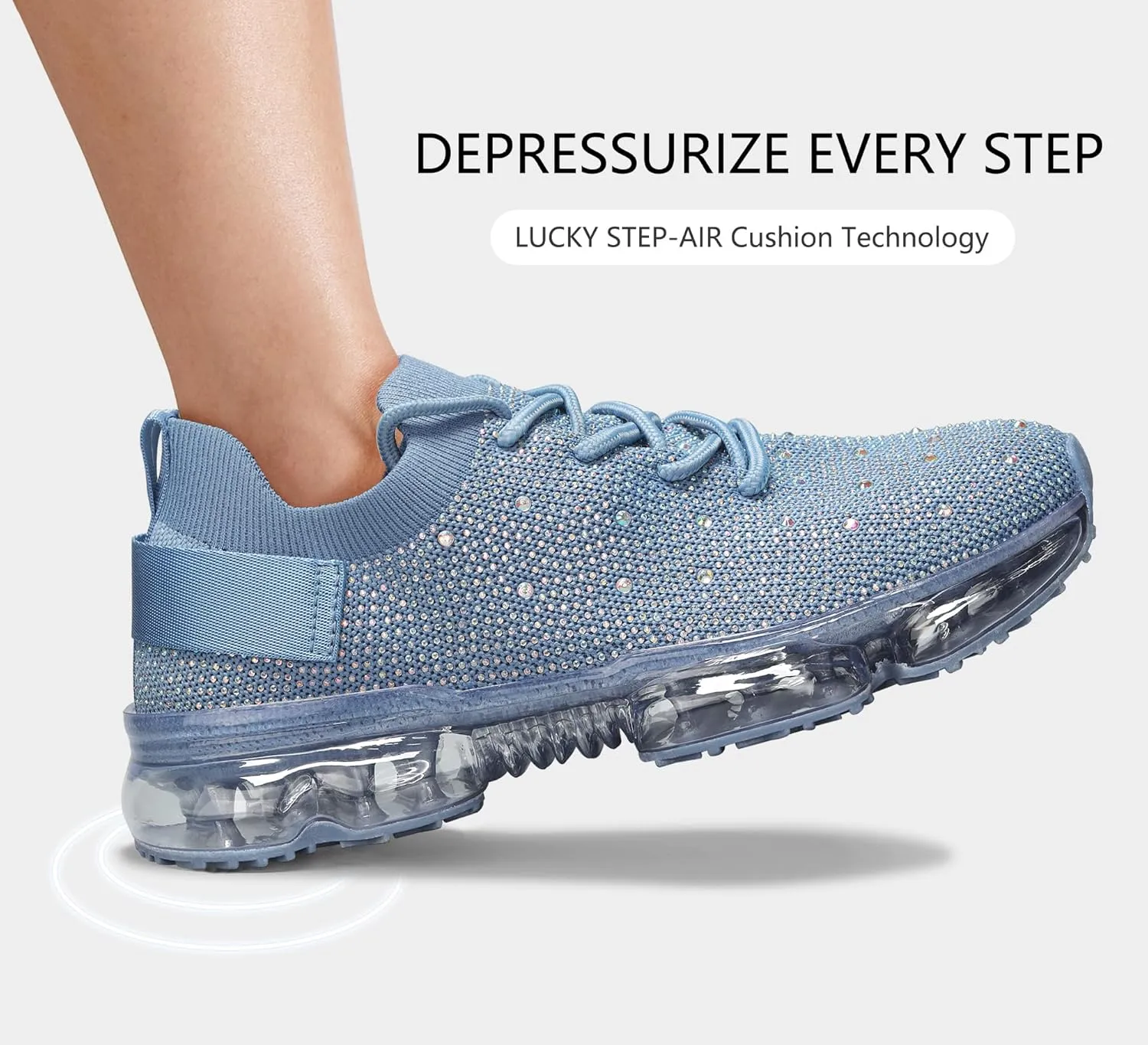 LUCKY STEP Women Air Cushion Fashion Sneakers Breathable Casual Comfortable Lightweight Walking Shoes
