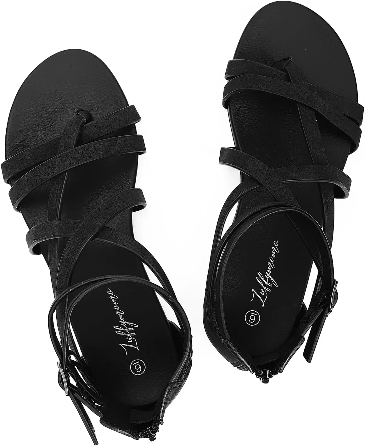 Luffymomo Women's Gladiator Strap Sandals Flat Fisherman Thong Cross Strappy Sandals