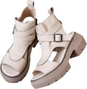 Lug Sole High Top Sandals for Women Low Heel Open Toe Ankle Buckle Strap Sandal, Women's Summer Platform Shoes