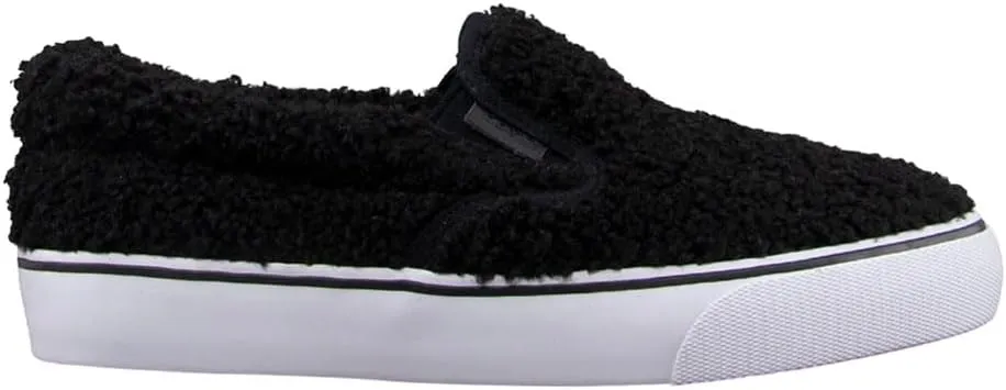 Lugz Women's Clipper Fleece Fashion Sneaker, Black/White, 7.5 M US