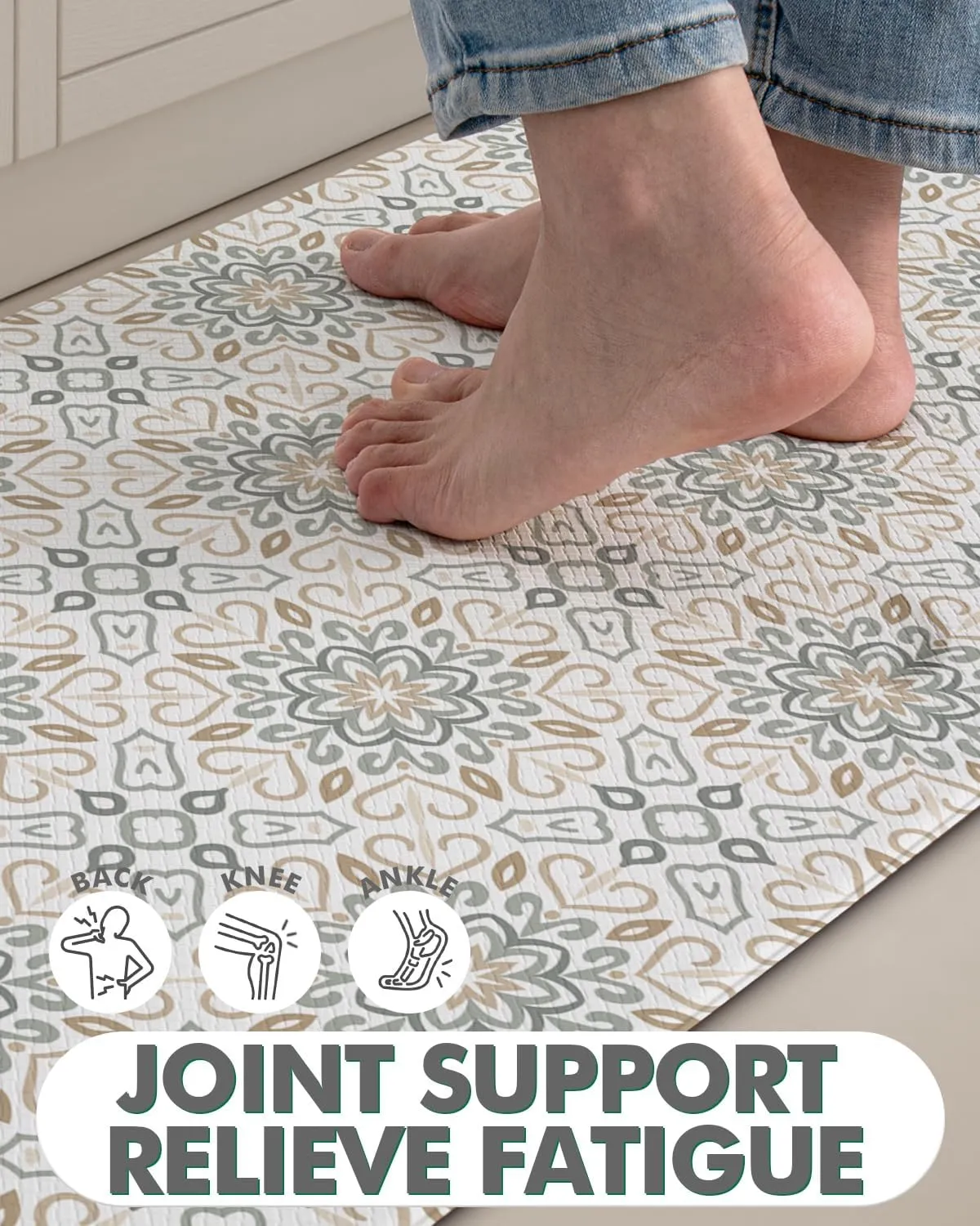 LUMI Anti Fatigue Kitchen Cushioned Mat for Floor, Ultra Soft Non-Slip Waterproof Runner for Standing, Stain Resistant PVC Comfort Rugs for Home, Office, Sink, Laundry, 24x59