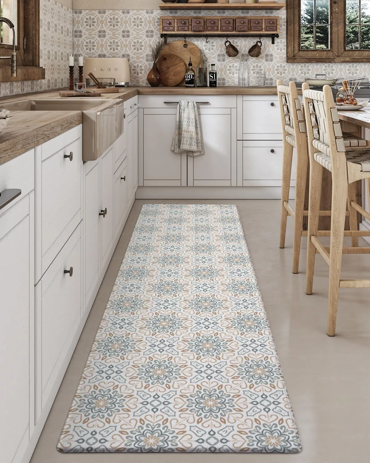 LUMI Anti Fatigue Kitchen Cushioned Mat for Floor, Ultra Soft Non-Slip Waterproof Runner for Standing, Stain Resistant PVC Comfort Rugs for Home, Office, Sink, Laundry, 24x59