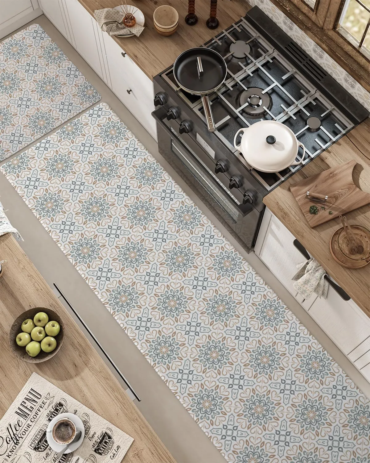LUMI Anti Fatigue Kitchen Cushioned Mat for Floor, Ultra Soft Non-Slip Waterproof Runner for Standing, Stain Resistant PVC Comfort Rugs for Home, Office, Sink, Laundry, 24x59