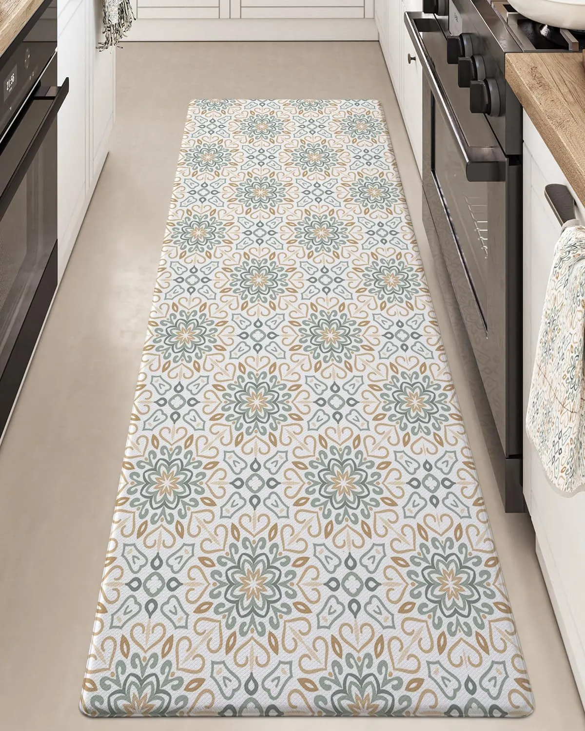 LUMI Anti Fatigue Kitchen Cushioned Mat for Floor, Ultra Soft Non-Slip Waterproof Runner for Standing, Stain Resistant PVC Comfort Rugs for Home, Office, Sink, Laundry, 24x59