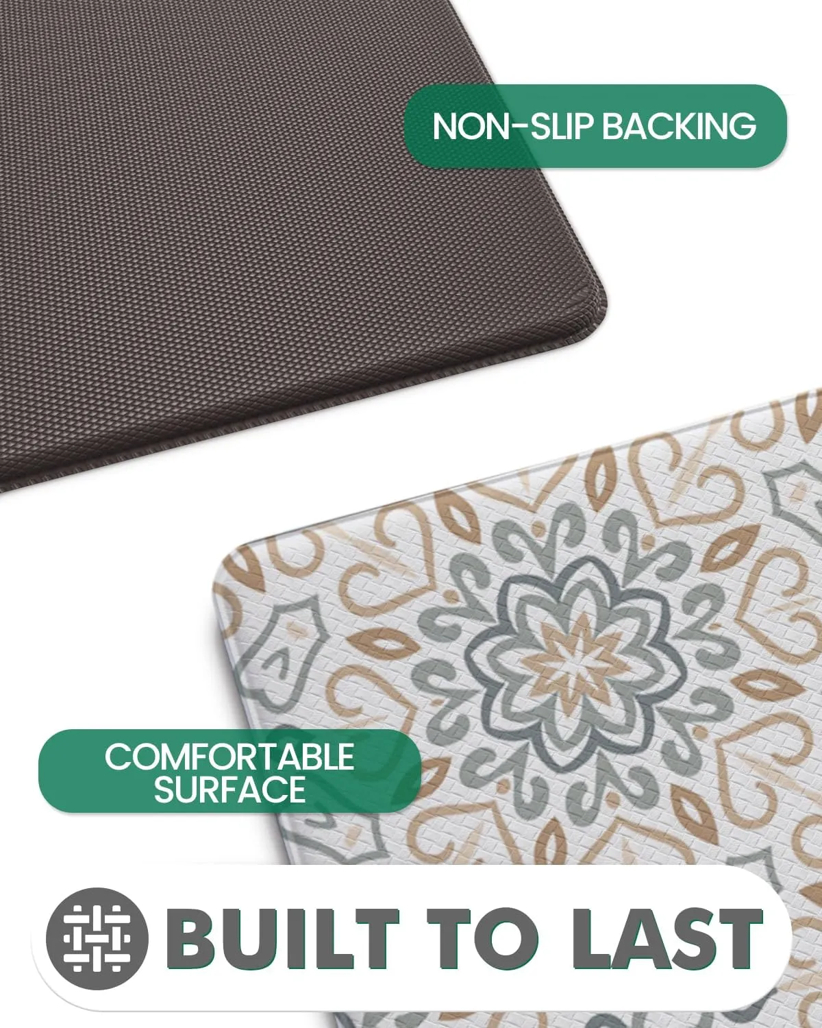 LUMI Anti Fatigue Kitchen Cushioned Mat for Floor, Ultra Soft Non-Slip Waterproof Runner for Standing, Stain Resistant PVC Comfort Rugs for Home, Office, Sink, Laundry, 24x59
