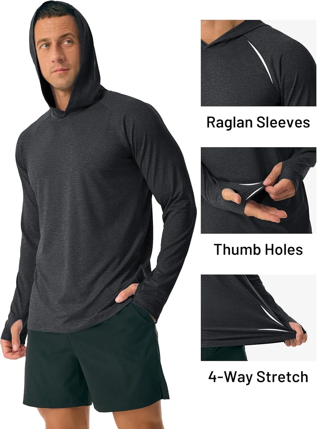 MAGCOMSEN Men's UPF 50  Sun Protection Hoodie Lightweight Long Sleeve Rash Guard Shirts Fishing Swim Athletic Workout