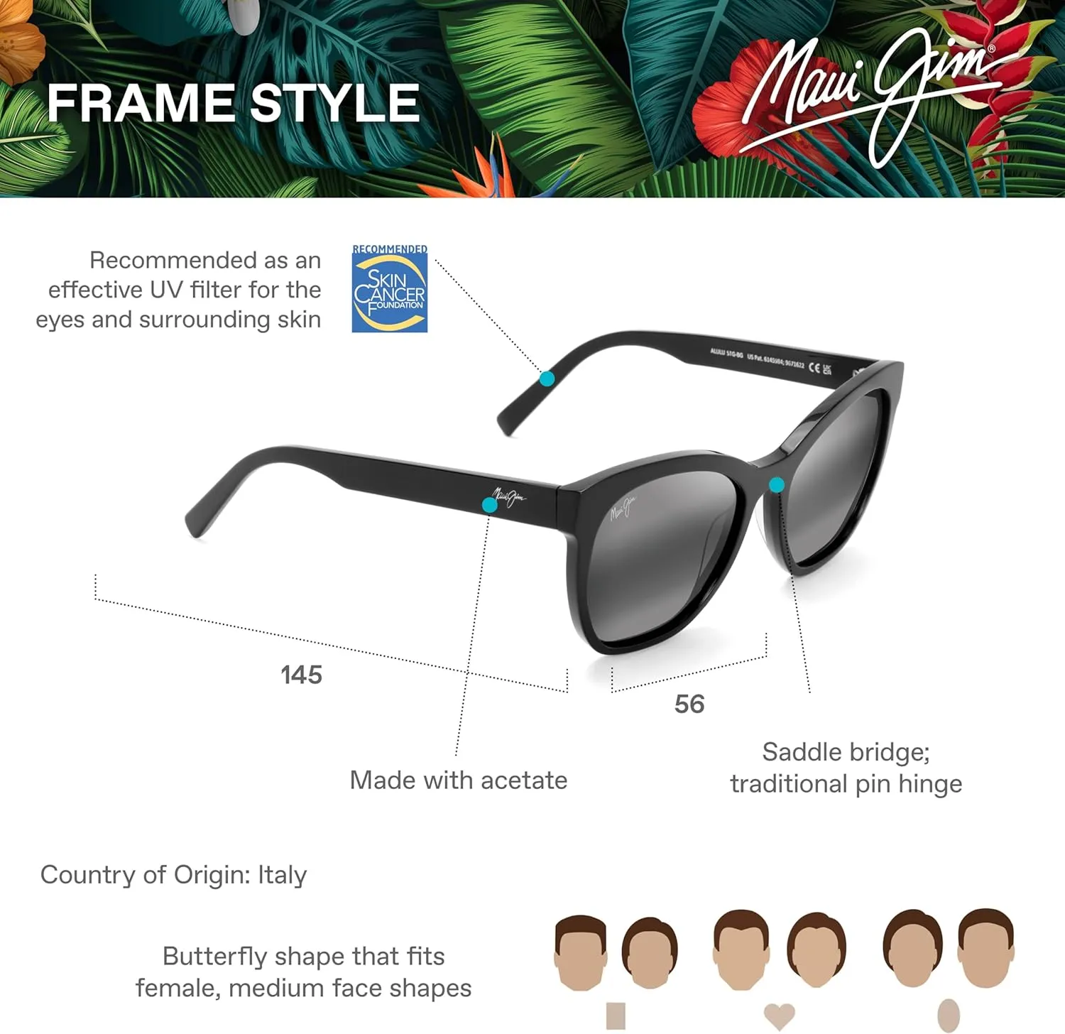 Maui Jim Women's Alulu Polarized Cat Eye Sunglasses