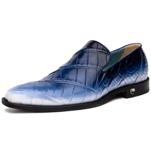 Mauri 1044/3 White/Dirty Wonder Blue Genuine Alligator Loafers