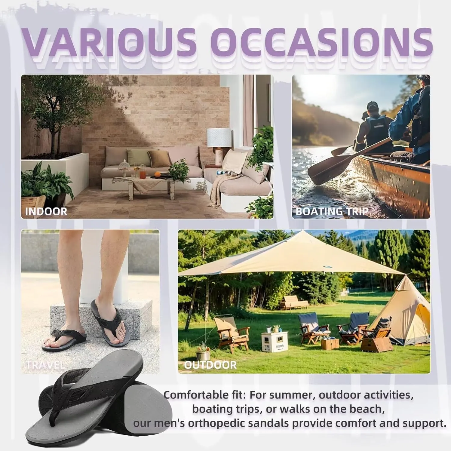 MEGNYA Mens Orthopedic Flip Flops for Plantar Fasciitis, Athletic Toe-Post Sandals with Arch Support, Comfort Walking Thong Slippers for Sport Exercise Activities