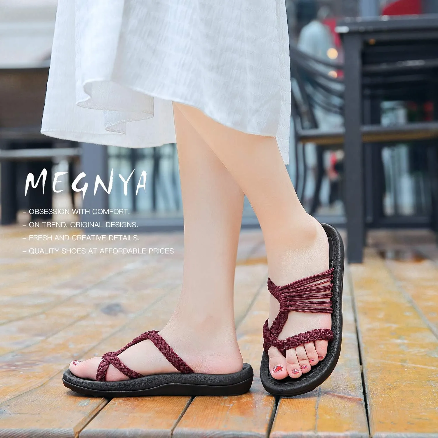MEGNYA Women's flip Flops Sandals Arch Support, Comfortable Walking Sandals, Water Sandals Perfect for The Beach/Long Walks/Poolside
