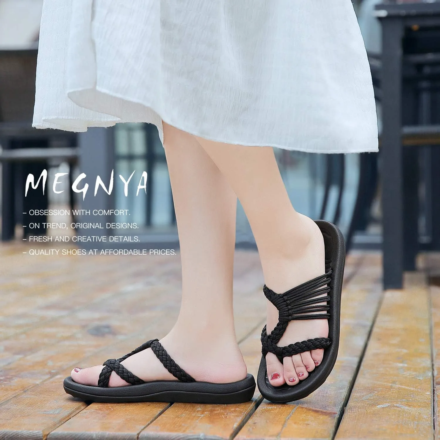 MEGNYA Women's flip Flops Sandals Arch Support, Comfortable Walking Sandals, Water Sandals Perfect for The Beach/Long Walks/Poolside