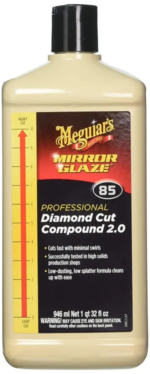 Meguiar's Professional Diamond Cut Compound 2.0 M8532 - Professional-Grade Compound Perfect to Remove Heavy Defects Like Scratches, Staining, Water Spots, and More While Restoring Shine & Gloss, 32 Oz