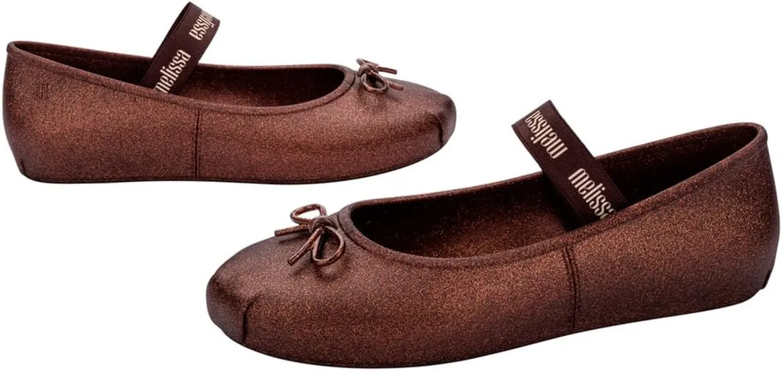Melissa Sophie Jelly Flats for Women - Ballet Flats for Women Bow Applique & Strap, Slip-on Closed-Toe Women’s Jelly Shoes