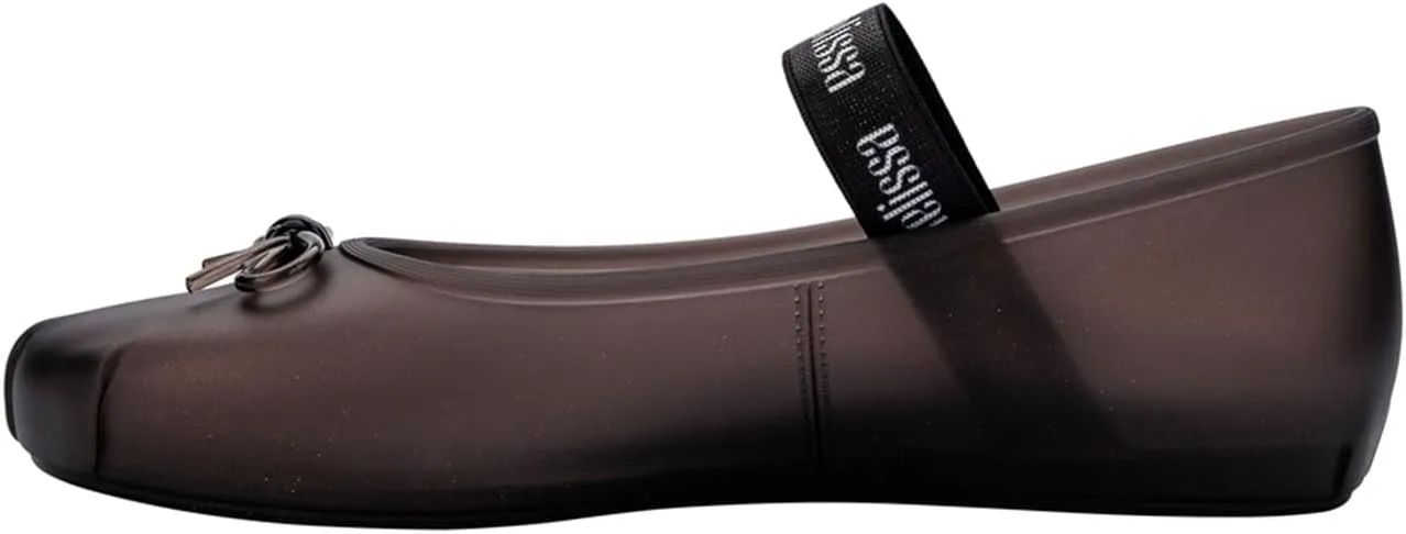 Melissa Sophie Jelly Flats for Women - Ballet Flats for Women Bow Applique & Strap, Slip-on Closed-Toe Women’s Jelly Shoes