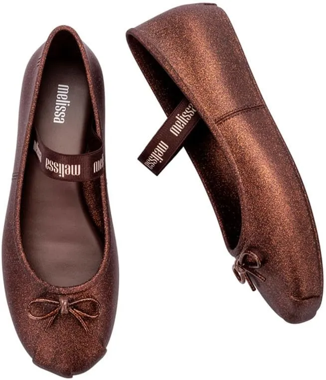 Melissa Sophie Jelly Flats for Women - Ballet Flats for Women Bow Applique & Strap, Slip-on Closed-Toe Women’s Jelly Shoes