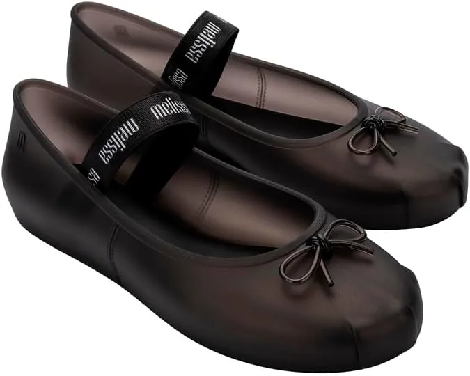 Melissa Sophie Jelly Flats for Women - Ballet Flats for Women Bow Applique & Strap, Slip-on Closed-Toe Women’s Jelly Shoes