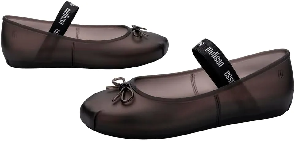 Melissa Sophie Jelly Flats for Women - Ballet Flats for Women Bow Applique & Strap, Slip-on Closed-Toe Women’s Jelly Shoes