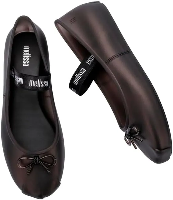 Melissa Sophie Jelly Flats for Women - Ballet Flats for Women Bow Applique & Strap, Slip-on Closed-Toe Women’s Jelly Shoes