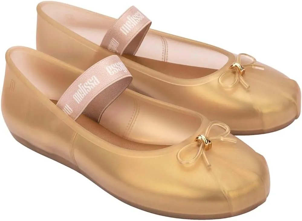 Melissa Sophie Jelly Flats for Women - Ballet Flats for Women Bow Applique & Strap, Slip-on Closed-Toe Women’s Jelly Shoes
