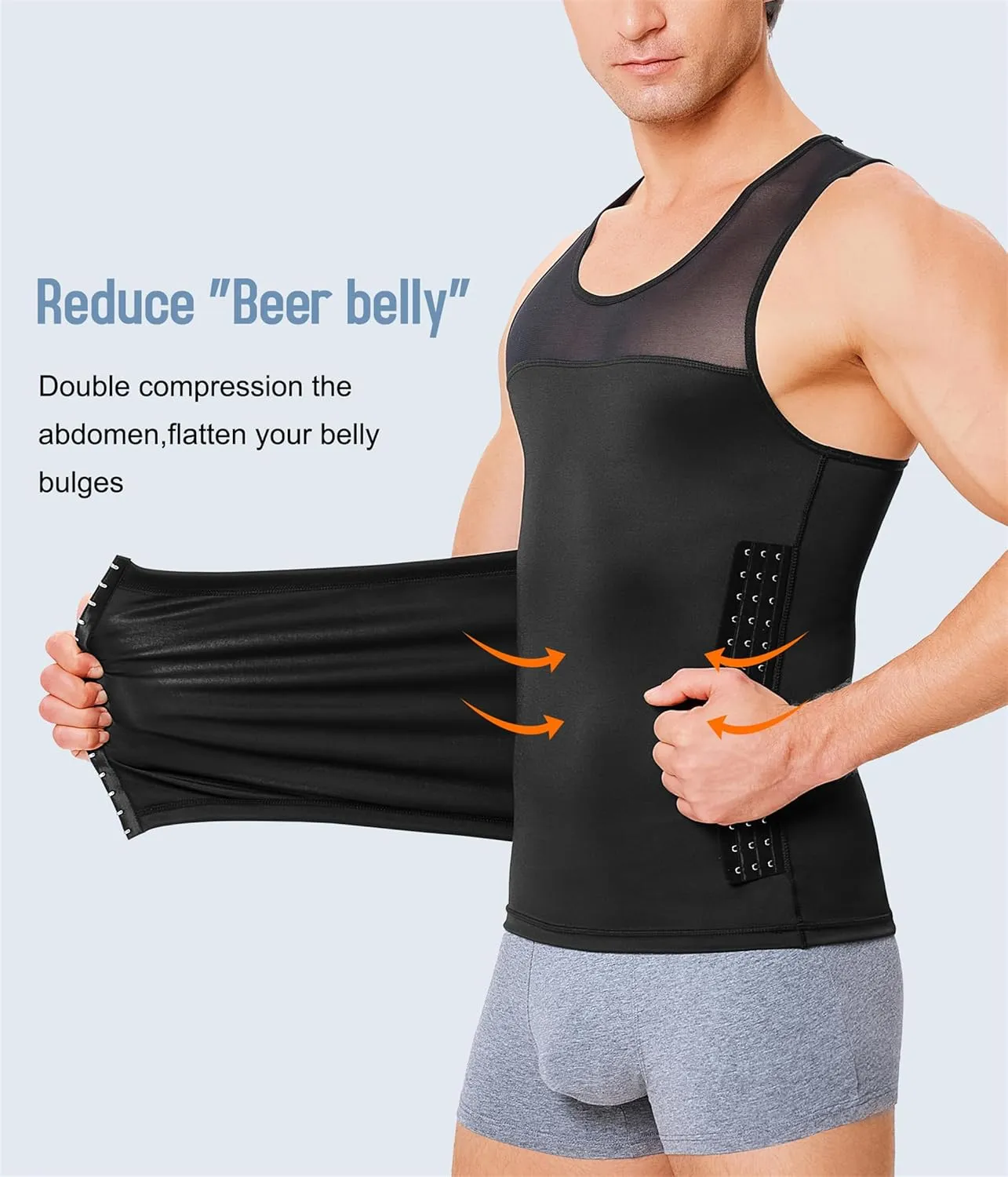 Men Body Shaper Slimming Vest Tight Tank Top Compression Shirt Tummy Control Underwear Moobs Binder
