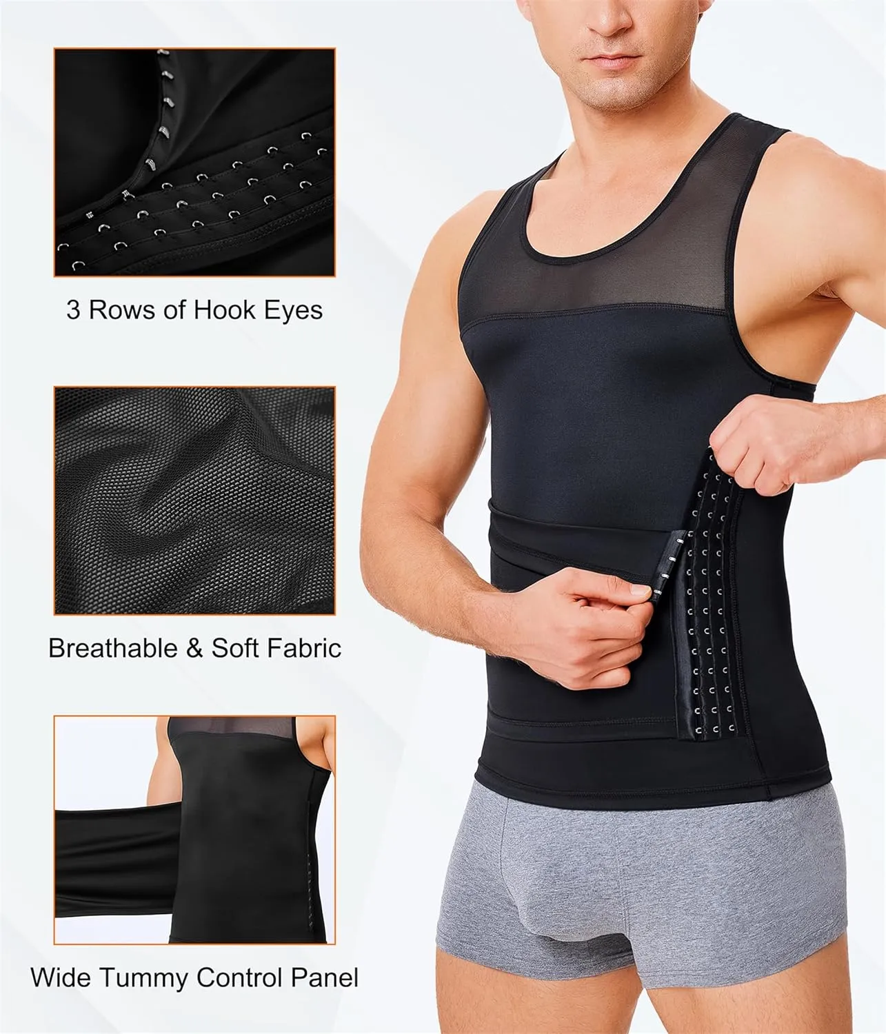 Men Body Shaper Slimming Vest Tight Tank Top Compression Shirt Tummy Control Underwear Moobs Binder