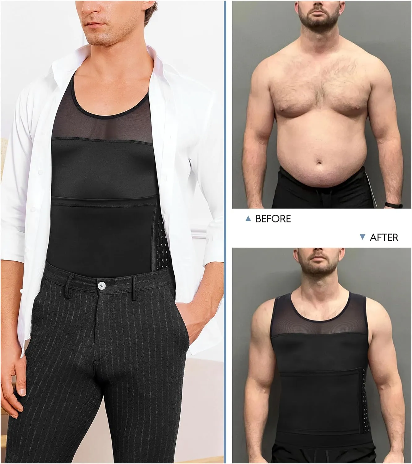 Men Body Shaper Slimming Vest Tight Tank Top Compression Shirt Tummy Control Underwear Moobs Binder
