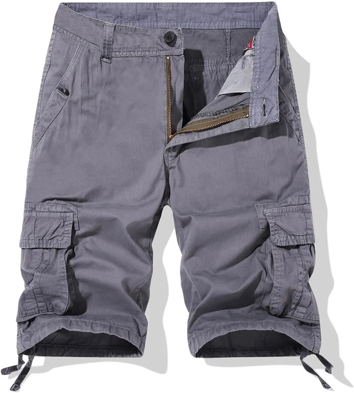 Men Classic Cargo Shorts, Comfy Breathable Athletic Workout Shorts Solid Color Casual Baggy Clothes with Multi Pockets
