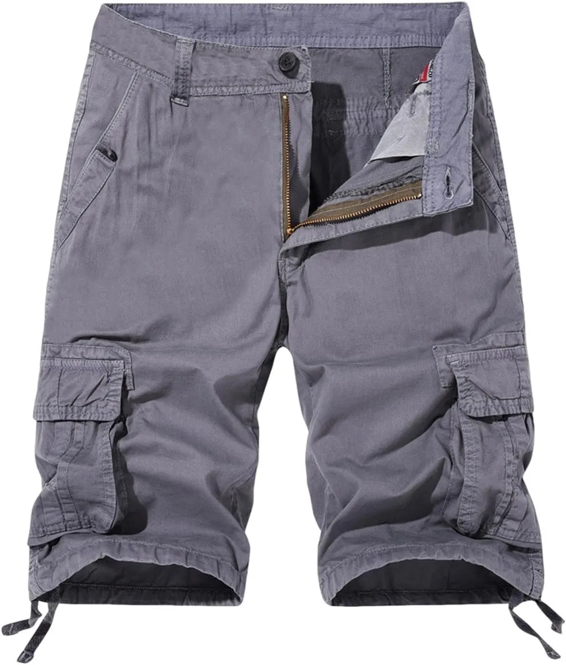 Men Classic Cargo Shorts, Comfy Breathable Athletic Workout Shorts Solid Color Casual Baggy Clothes with Multi Pockets