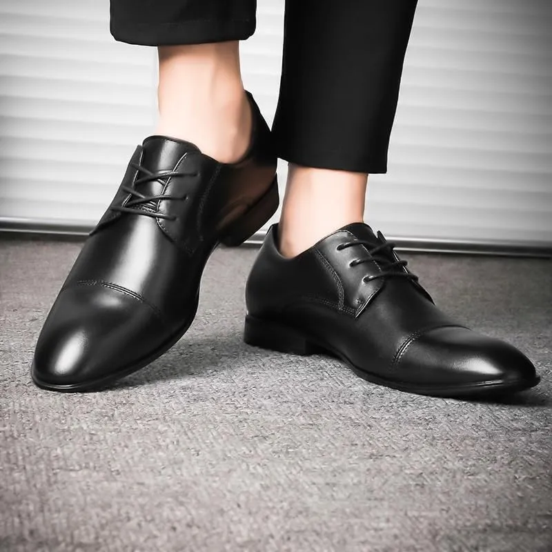Men's Breathable Brogue Oxfords Shoes - Genuine Leather Lace Up Dress Shoes for Business Casual