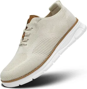 Men's Casual Dress Oxfords Shoes Breathable Knit Leisure Classic Business Fashion Sneakers Lightweight Comfortable Work Soft Sole Walking Shoes