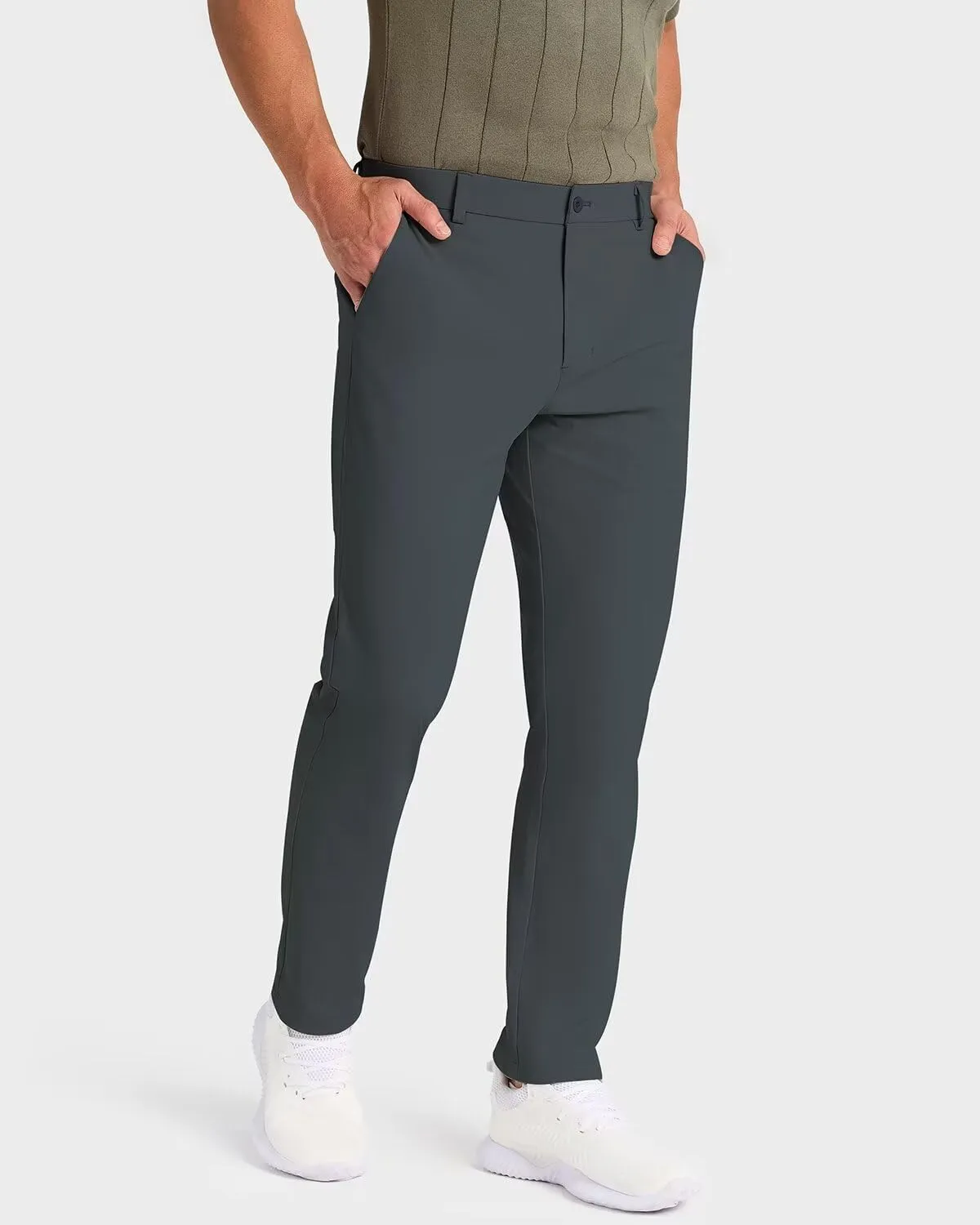 Mens Classic Fit Golf Pants Stretch Work Dress Pants 30''/32''/34'' Lightweight Casual Pants with Pockets