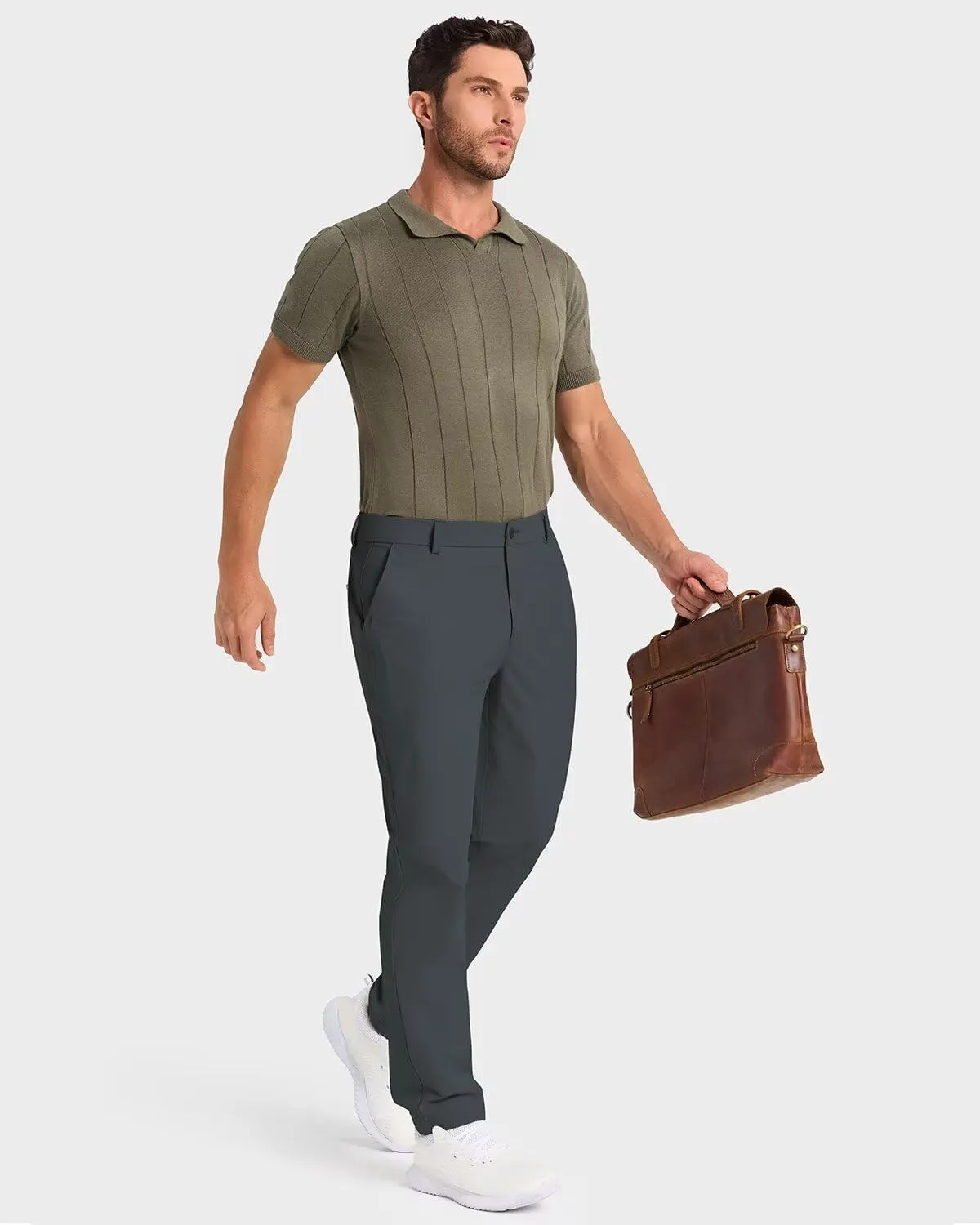 Mens Classic Fit Golf Pants Stretch Work Dress Pants 30''/32''/34'' Lightweight Casual Pants with Pockets