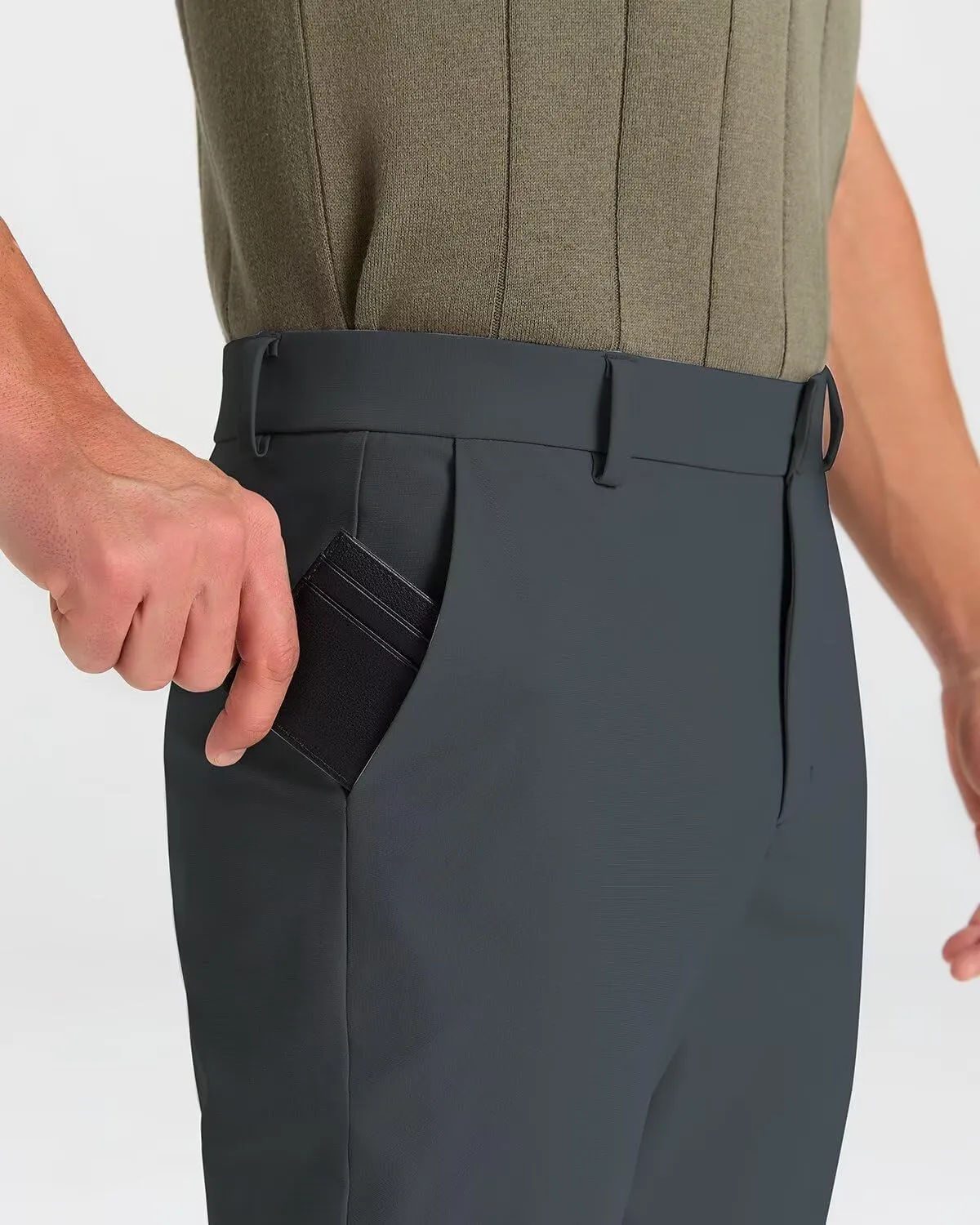 Mens Classic Fit Golf Pants Stretch Work Dress Pants 30''/32''/34'' Lightweight Casual Pants with Pockets