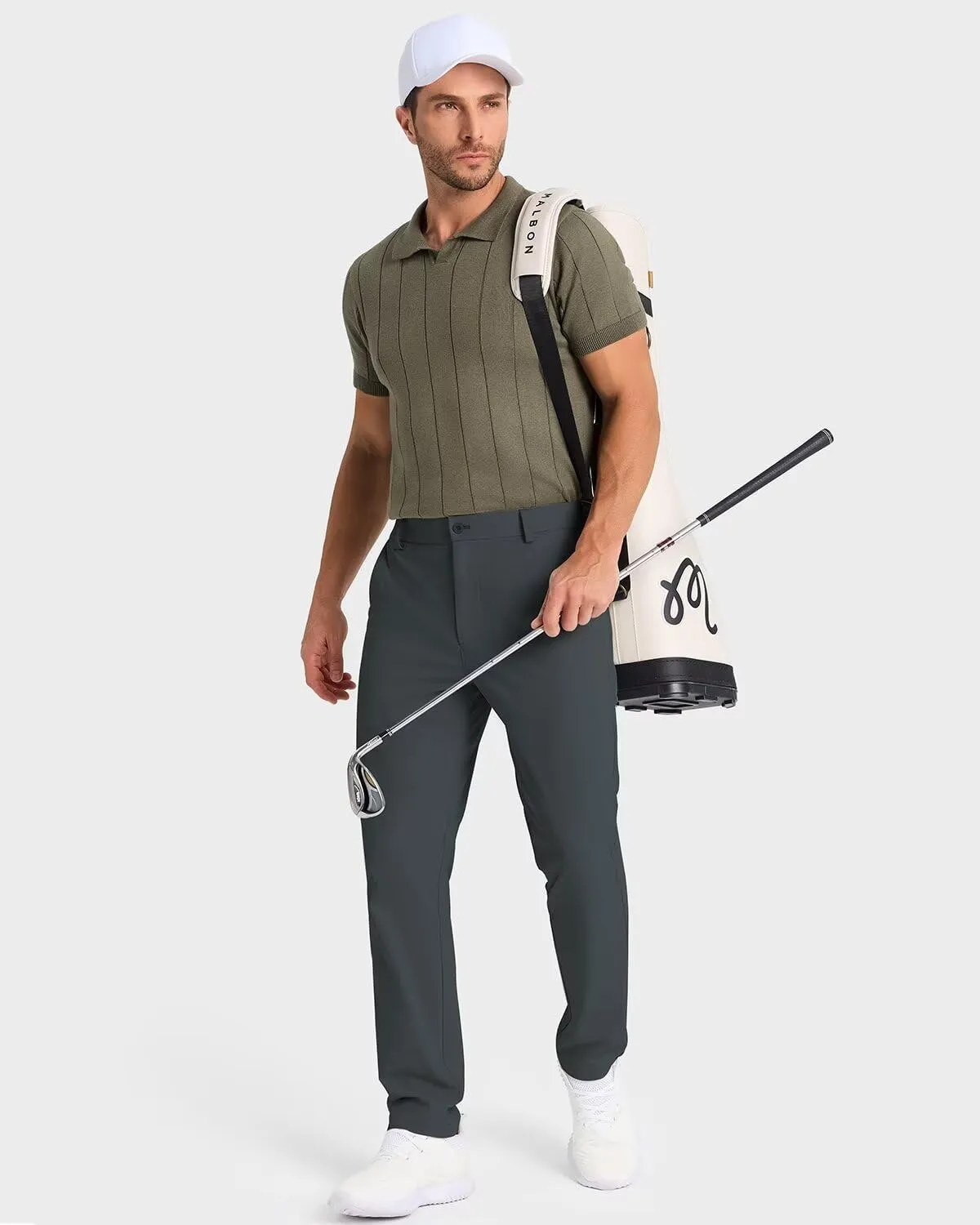 Mens Classic Fit Golf Pants Stretch Work Dress Pants 30''/32''/34'' Lightweight Casual Pants with Pockets