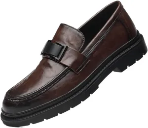 Mens Dress Formal Shoes Vegan Leather Outdoor Slip-on Pointed Toe Business Non Slip Anti-Slip Classic