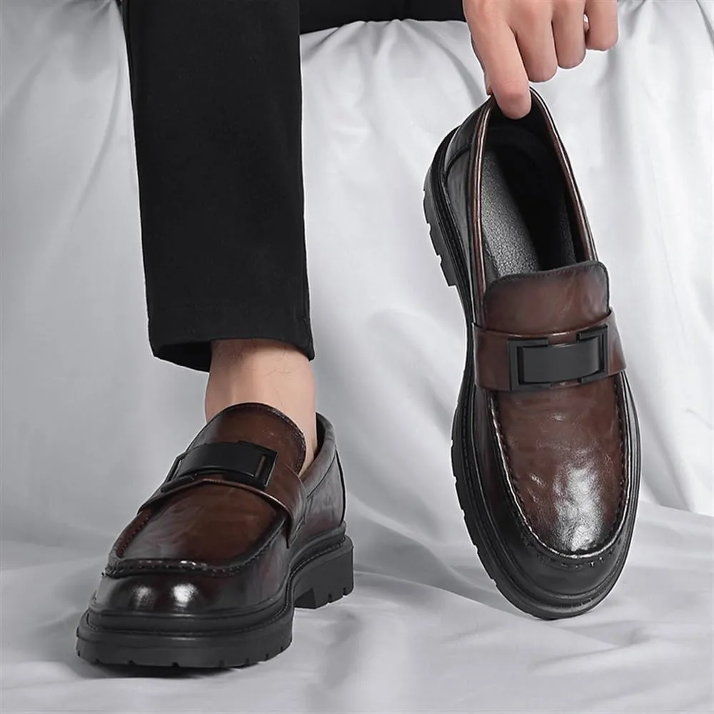 Mens Dress Formal Shoes Vegan Leather Outdoor Slip-on Pointed Toe Business Non Slip Anti-Slip Classic
