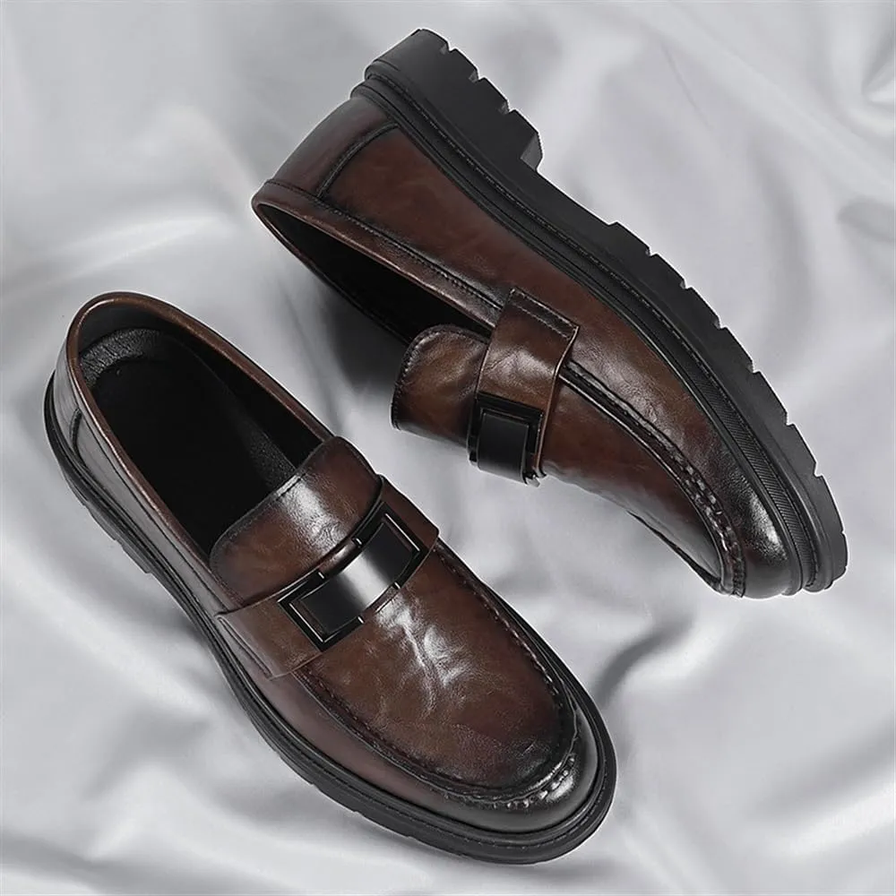 Mens Dress Formal Shoes Vegan Leather Outdoor Slip-on Pointed Toe Business Non Slip Anti-Slip Classic