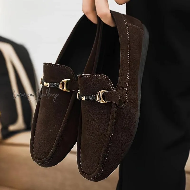 Men's Faux Suede Moccasin Loafers - Comfy Slip-Ons for Spring & Summer
