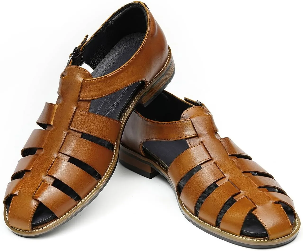 Men’s Genuine Leather Sandals | Braided Cowhide Closed-Toe Dress Shoes | Retro Casual & Business Clogs for Men