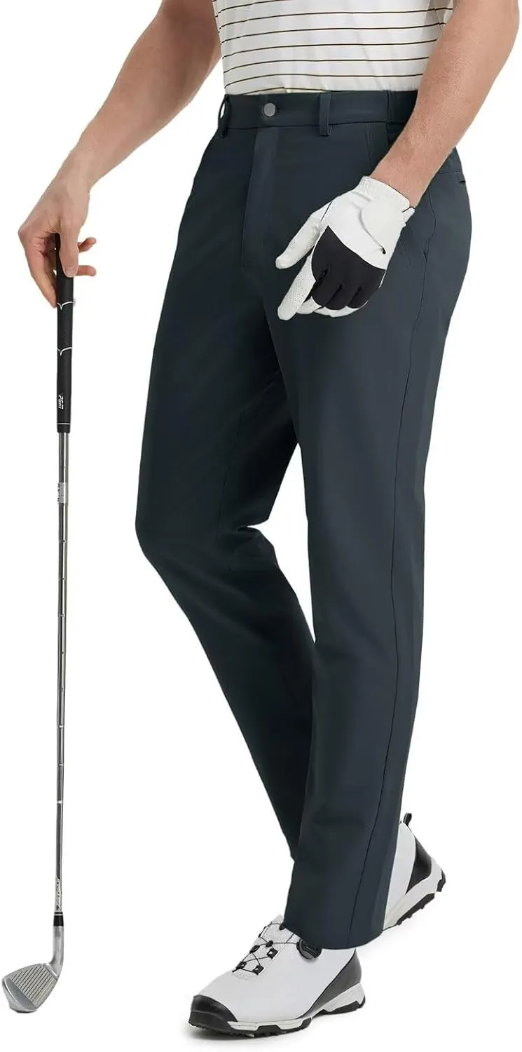 Mens Golf Pants Stretch 30"/32"/34" Water-Resistant Lightweight Stretch Casual Flat Front Dress Pants with 5 Pockets