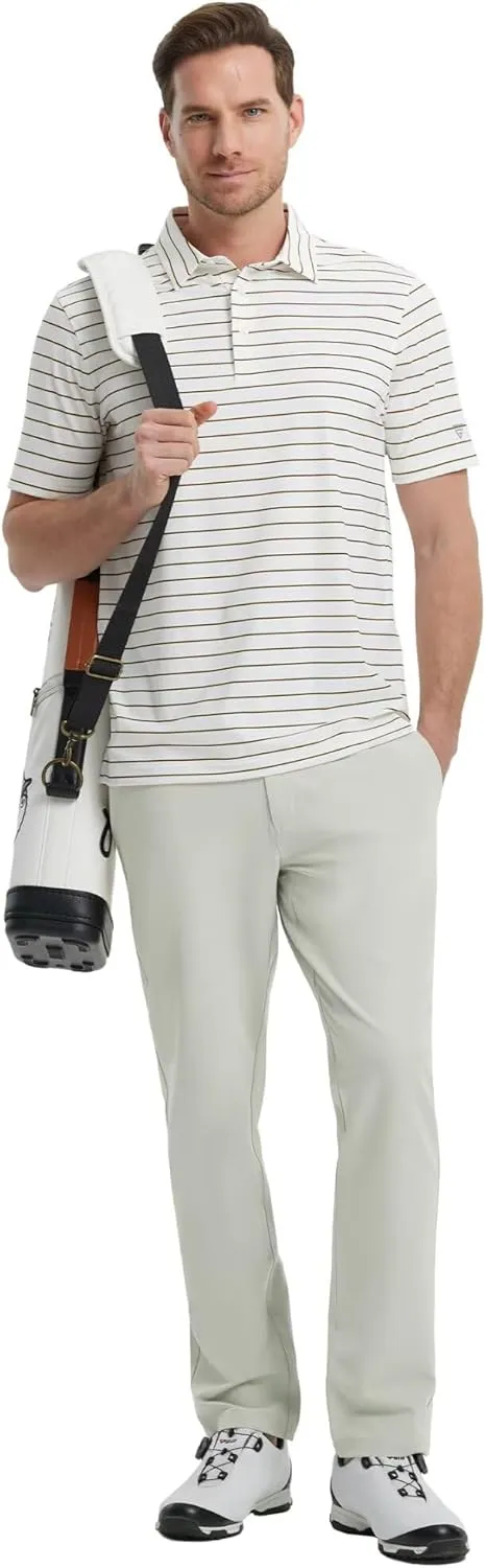 Mens Golf Pants Stretch 30"/32"/34" Water-Resistant Lightweight Stretch Casual Flat Front Dress Pants with 5 Pockets