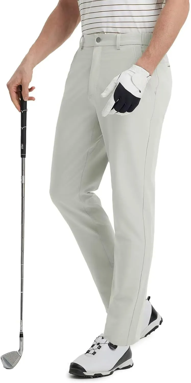 Mens Golf Pants Stretch 30"/32"/34" Water-Resistant Lightweight Stretch Casual Flat Front Dress Pants with 5 Pockets
